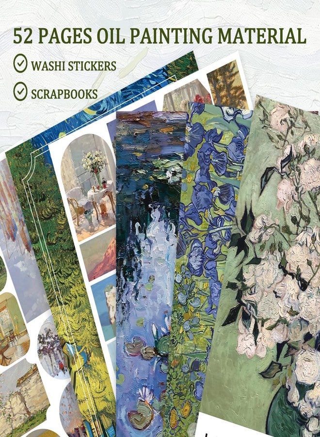 PRSTINCOL Oil Painting Sticker Book, 52 Sheets 500+ Scrapbook Stickers, Vintage Oil Painting Aesthetics Stickers for Adults and Teens, Junk Journal Supplies for Scrapbooking Journaling DIY - Image 2